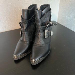 Genuine Leather Buckle Booties